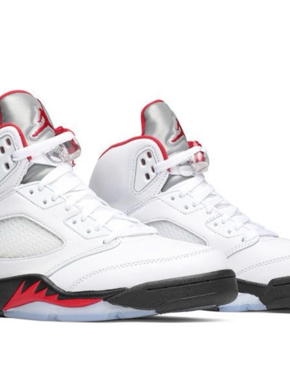 Retro 5 (White Fire Red) Jordan Men's White Black Red Athletic Shoes